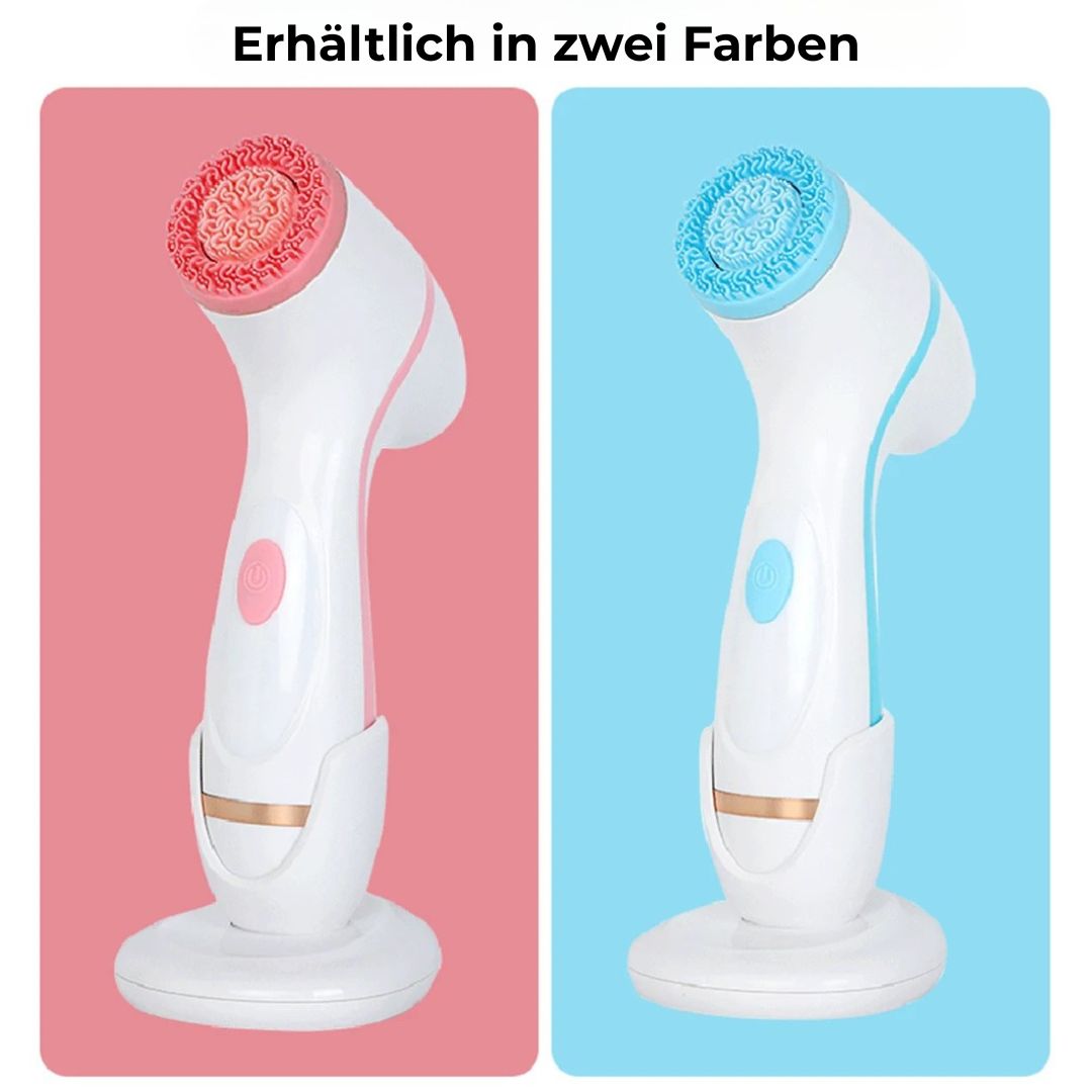 Die Gesichtsreinigungsbürste gibt es in zwei Farben Pink und Blau