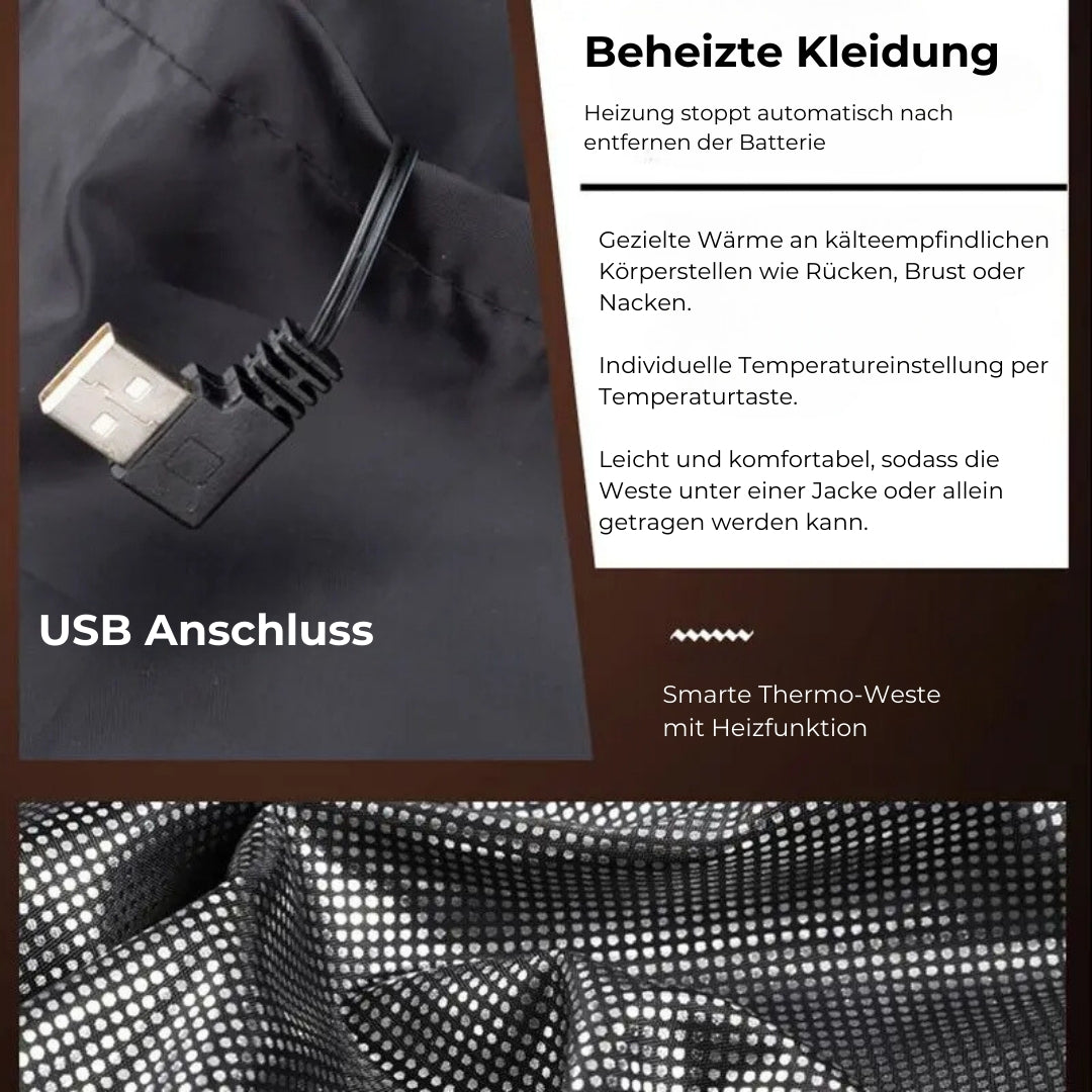 Heizweste mit USB-Anschluss für Powerbank